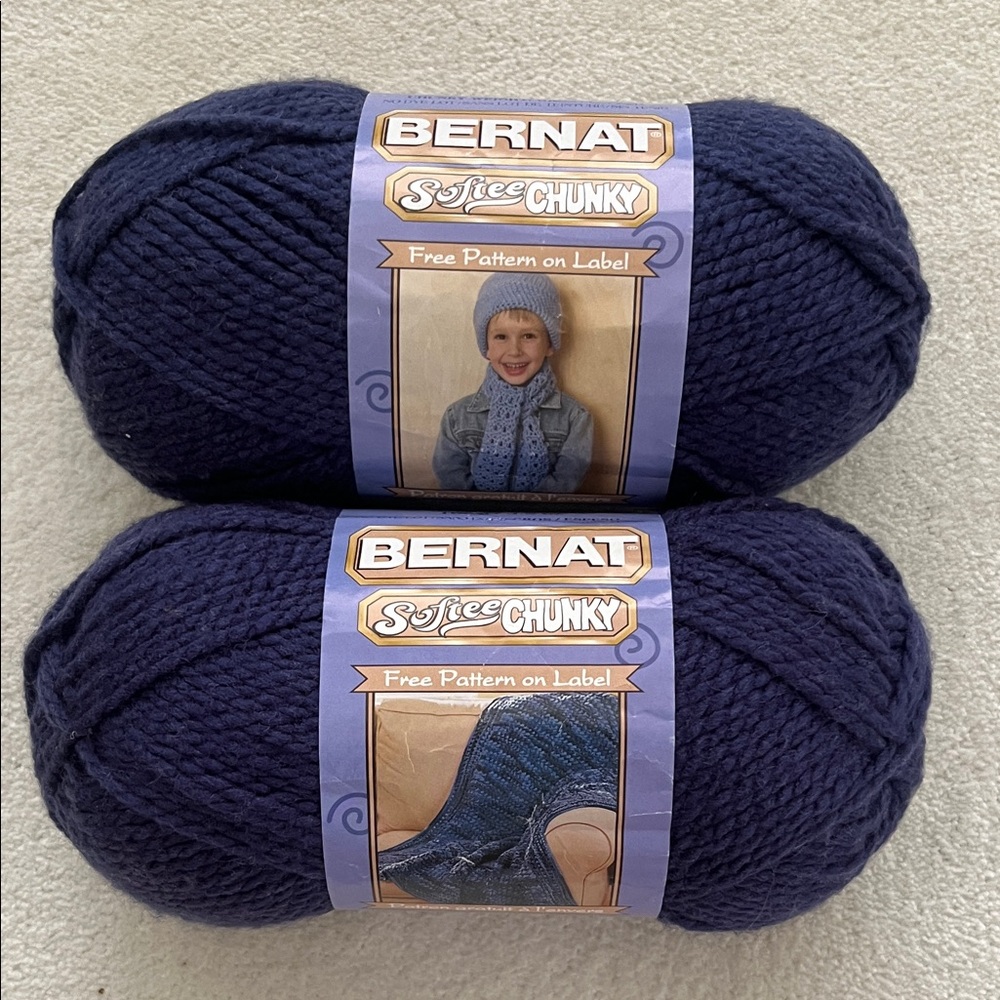 Bernat Softee Chunky Gauge Bundle of 2 Skeins in Faded Denim, Color 39114